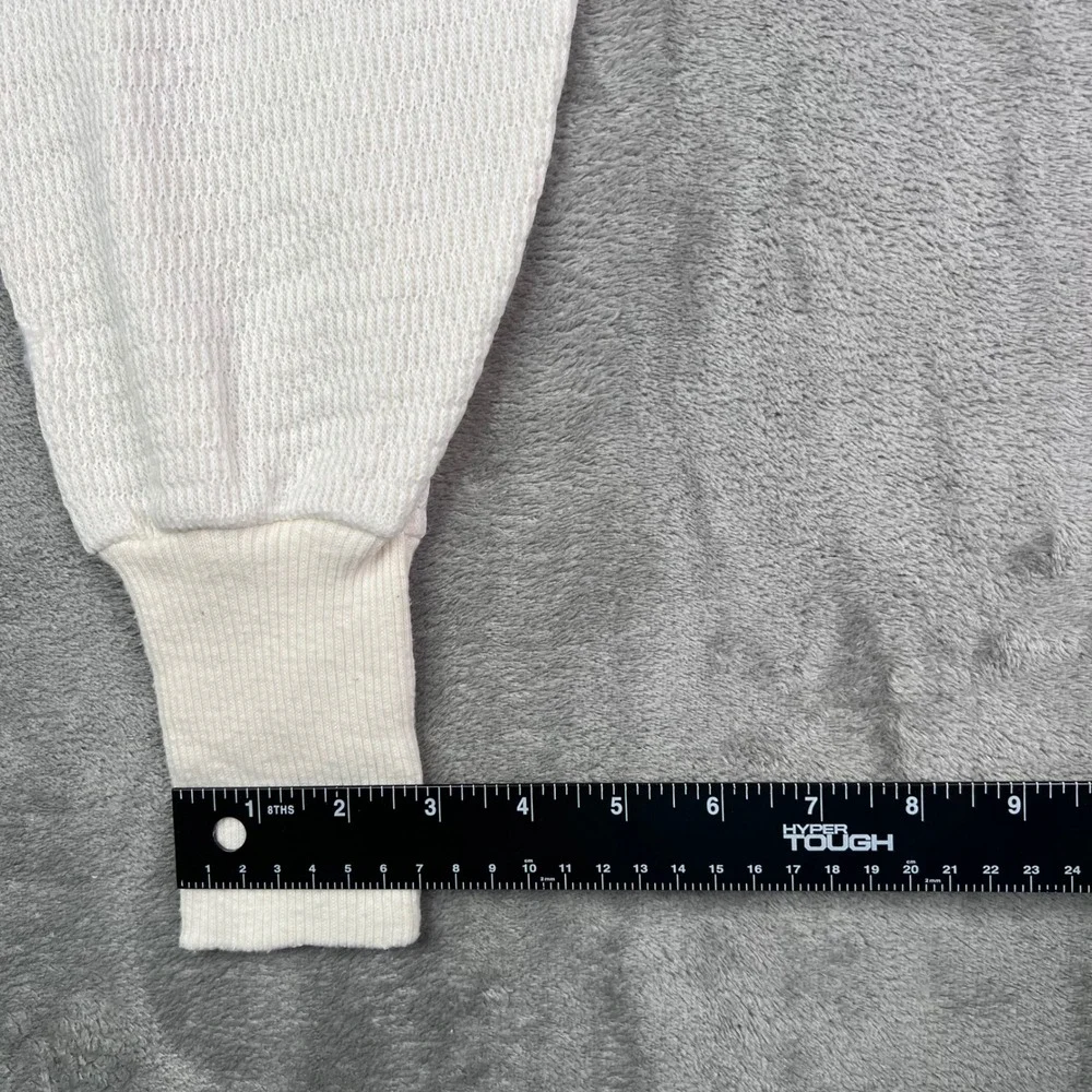 Hanes Thermal Long Johns Mens Large White Solid Waffle Knit Base Layer Pants VTG